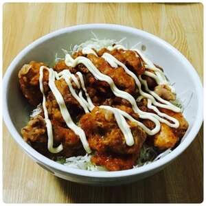 ご飯少なめ☆唐揚げ丼！